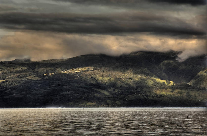 无人,横图,室外,白天,海洋,多云,地形,海岸线,乌云,风景,自然,摄影,法属玻利尼西亚,塔西提岛,彩图,法国海外领土