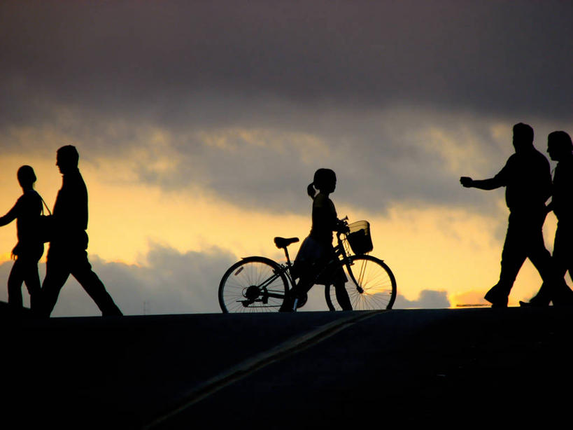 横图,室外,日落,自行车,加拿大,五个人,车,脚踏车,骑,交通工具,骑车,摄影,宁静,载具,剪影,魁北克,蒙特利尔,步行,彩图