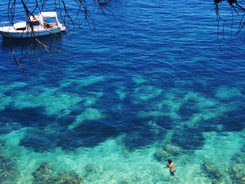 横图,俯视,室外,白天,度假,海洋,克罗地亚,枝,摄影,宁静,布拉奇岛,彩图,高角度拍摄