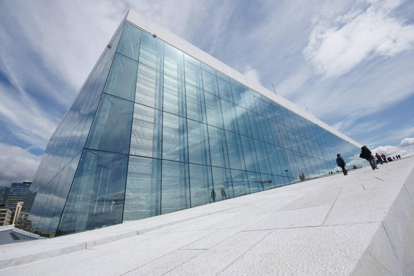 横图,室外,白天,城市,建筑,挪威,反射,歌剧院,首都,现代,摄影,奥斯陆,荚状云,彩图