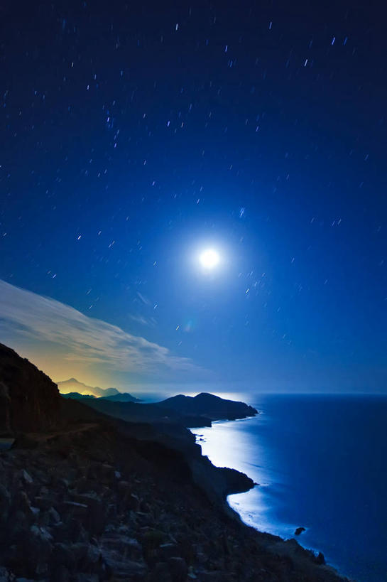 无人,竖图,室外,夜晚,湖,美景,西班牙,地形,海岸线,景观,满月,月光,风景,自然,景色,摄影,宁静,自然风光,阿尔梅里亚,彩图