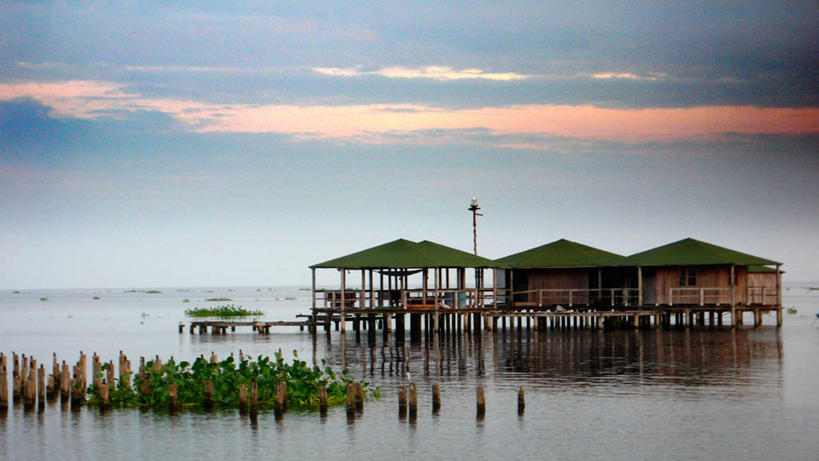 无人,横图,室外,湖,雾,建筑,委内瑞拉,黎明,摄影,宁静,马拉开波,彩图