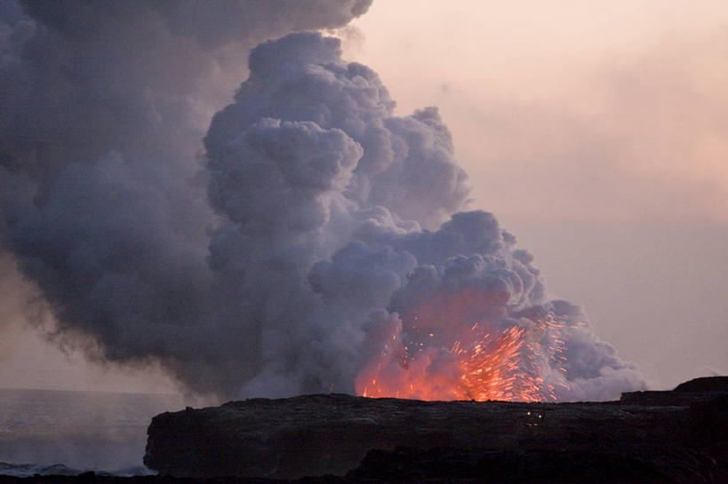 无人,横图,室外,爆炸,黎明,自然,烟,熔岩,摄影,明亮,夏威夷群岛,夏威夷火山国家公园,比格岛,太平洋岛屿,危险,活火山,彩图