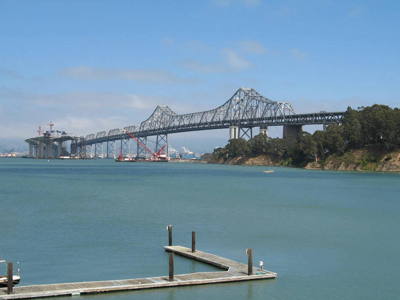 无人,码头,横图,室外,白天,海洋,美国,桥,联系,天空,摄影,海湾大桥,彩图