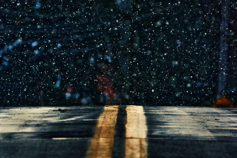 无人,横图,室外,夜晚,路,美国,冬天,下雪,分界线,联系,寒冷,摄影,沥青,彩图,纽伯利波特,风飑