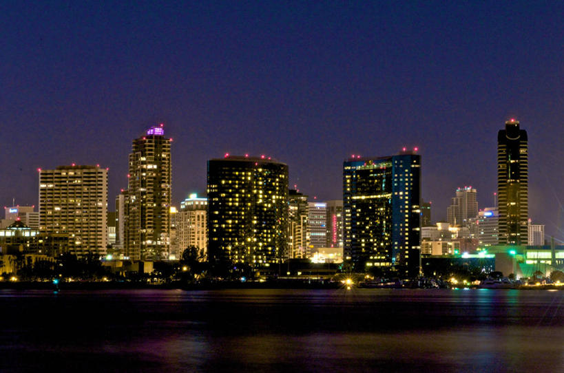 无人,码头,横图,室外,夜晚,海洋,天际线,港口,建筑,摩天大楼,美国,摄影,照亮,加利福尼亚,市区,科罗纳多岛,圣地牙哥市,彩图,摆渡口,埠头,渡口,渡头,港湾,海港,货运码头,口岸,商港