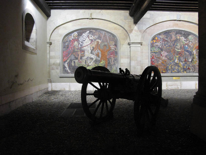 无人,横图,室内,白天,瑞士,花纹,图案,墙,庭院,古城,树荫,历史,炮,摄影,纪念,留念,剪影,怀念,日内瓦,彩图