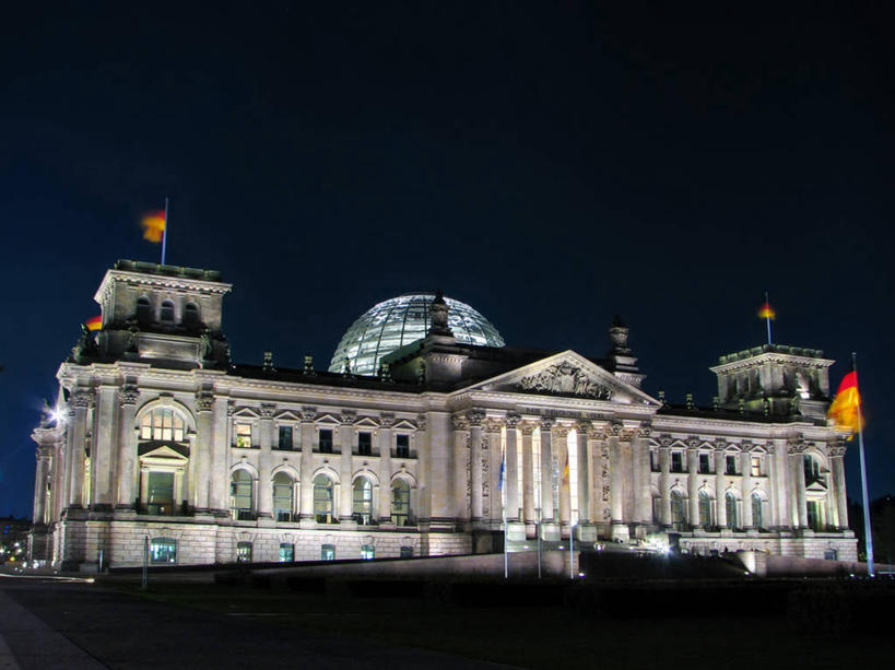 无人,横图,室外,夜晚,建筑,德国,首都,柏林,摄影,照亮,政府,德国文化,德国国旗,议会大楼,彩图