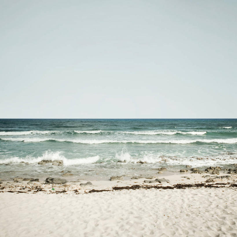 无人,方图,室外,白天,海浪,墨西哥,沙子,水平线,风景,摄影,拉丁美洲,海景,万里无云,海滩,彩图