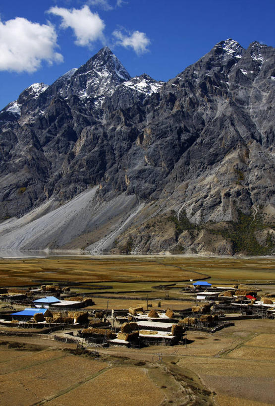 无人,竖图,俯视,室外,白天,雪山,亚洲,房屋,地形,乡村,风景,摄影,西藏自治区,喜马拉雅山脉,彩图,高角度拍摄