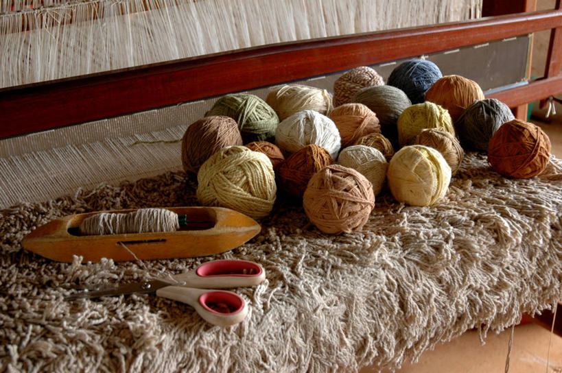 无人,横图,俯视,纺织品,巴西,卷曲,编织,缠绕,剪刀,织物,线团,纺织,毛线,南美,摄影,拉丁美洲,针织品,棉线,米纳斯吉拉斯州,巴西文化,彩图,高角度拍摄,传统文化