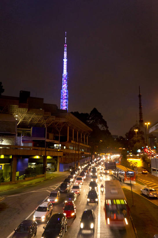 竖图,俯视,航拍,室外,夜晚,公路,汽车,光,交通,摄影,鸟瞰,圣保罗,彩图,高角度拍摄