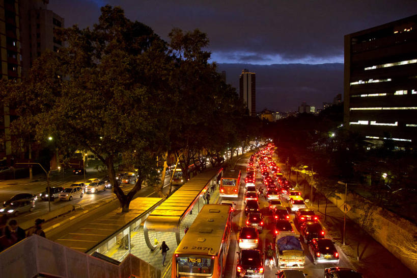 横图,俯视,航拍,室外,夜晚,公路,汽车,光,交通,摄影,鸟瞰,圣保罗,彩图,高角度拍摄