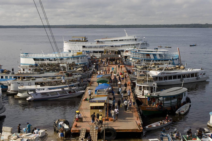 无人,横图,俯视,室外,白天,船,巴西,停靠,容器,南美,运输,摄影,停止,停泊,暂停,停滞,马瑙斯,彩图,高角度拍摄,旅行