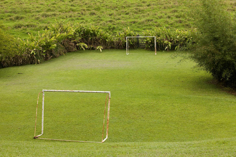 无人,足球场,运动场,横图,室外,白天,运动,球门,草,树,自然,摄影,环境,足球运动,彩图
