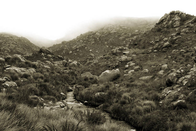 无人,横图,黑白,室外,山,地形,黎明,风景,小溪,摄影,宁静,里约热内卢州,彩图