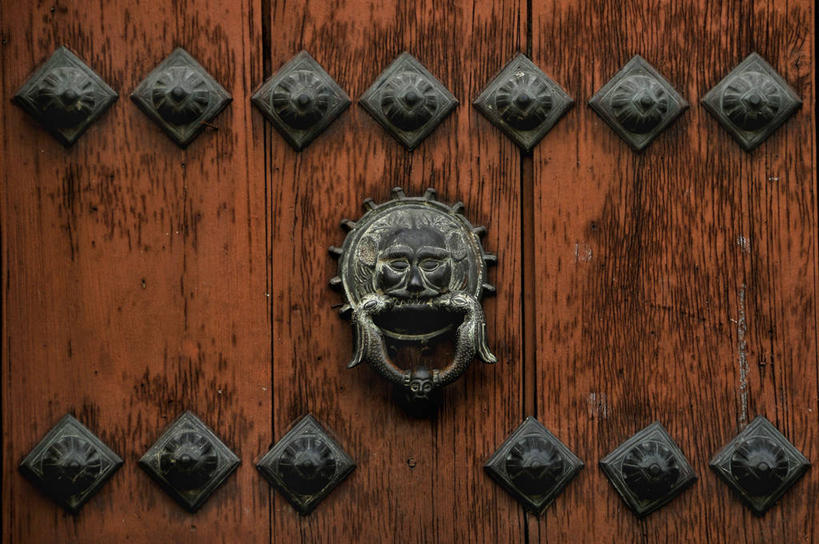 无人,横图,室外,特写,白天,门,狮子,墨西哥,装饰,木制,门环,摄影,黄铜,拉丁美洲,手艺,设计,彩图