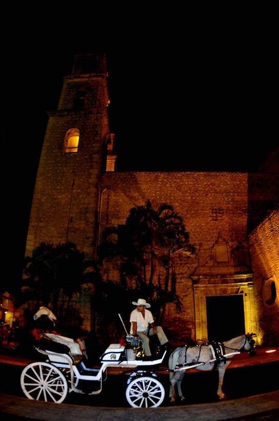 成年人,一个人,竖图,室外,夜晚,夜生活,建筑,街道,马,墨西哥,仅一个男性,工作,摄影,照亮,拉丁美洲,等,墨西哥文化,彩图,大教堂,广角