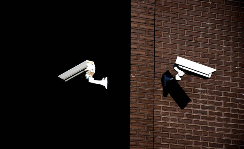 无人,横图,室外,白天,安全,荷兰,墙,砖墙,摄影,保护,监视器,监视,安防系统