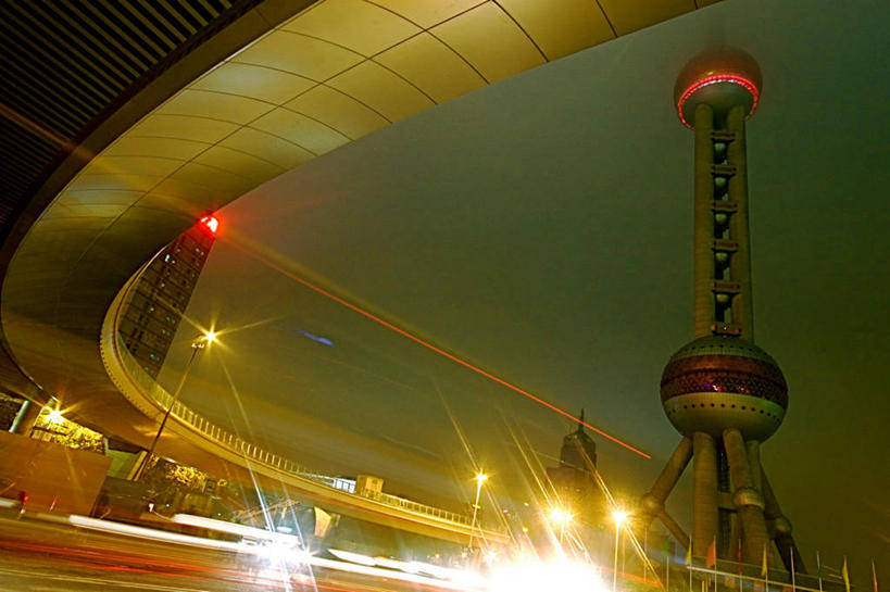 无人,横图,室外,夜晚,仰视,建筑,上海,现代,摄影,照亮,彩图,低角度拍摄,东方明珠塔