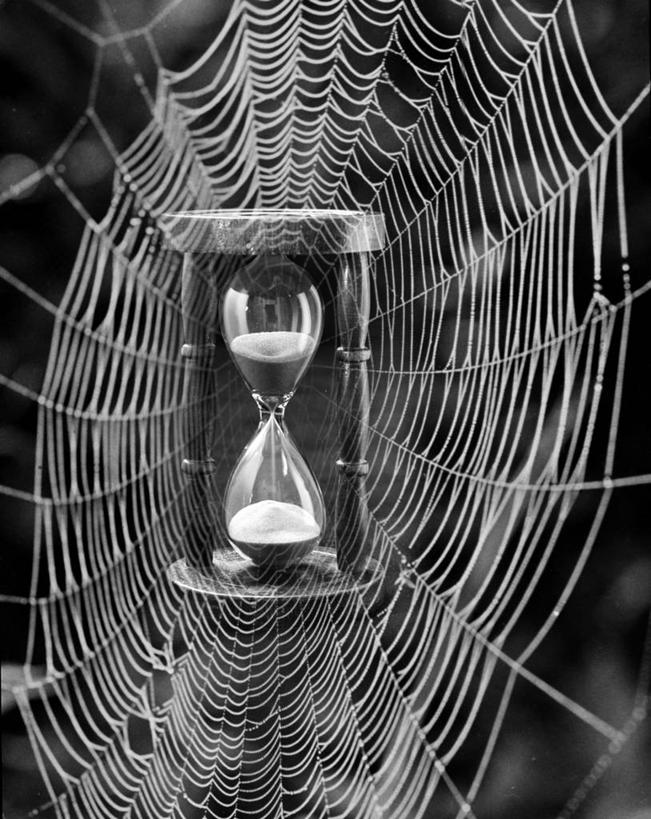 无人,竖图,黑白,室外,白天,沙漏,时间,蜘蛛网,数码合成,风景,自然,摄影