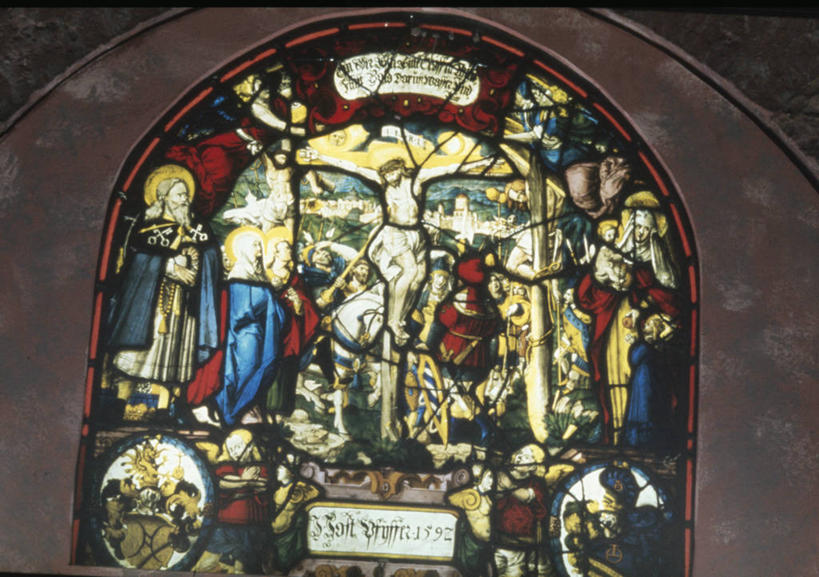 无人,横图,室内,特写,白天,光晕,窗户,日光,瑞士,标志,符号,文艺复兴,标识,摄影,宗教,基督,基督教,天主教,耶稣,处罚,祭品,圣玛丽,救世主,性别符号,基利斯督,弥赛亚,默西亚,彩色玻璃,圣人,美术工艺,圣彼得,彩图,男性符号