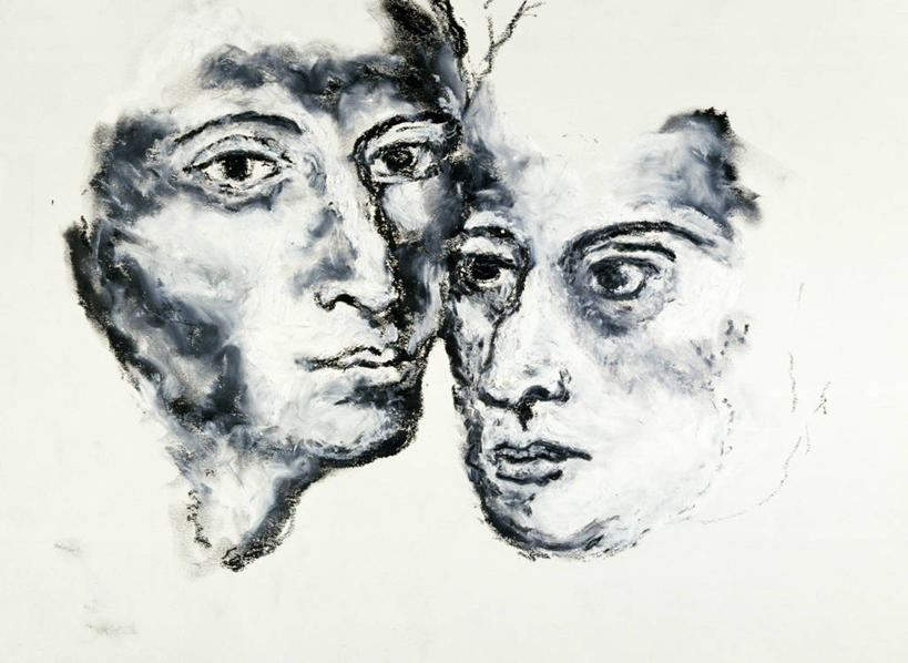 成年人,两个人,横图,黑白,插画,特写,白色背景,爱情,数码,科技,阴影,对称,网络,高光,几何,计算机图形,浪漫,合成,图画,蜡笔画,画,思考,温暖,温馨,面对面,恩爱,人体,恋人,电脑合成图,数码合成图,和睦,合成图,肖像,同性恋,漫画,写实,具体,具象,美术工艺,情侣,伴侣,融洽,拟人