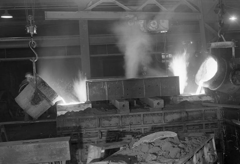 无人,横图,黑白,室内,白天,倒,吊挂,悬挂,金属,蒸汽,热,挂,工业,摄影,钢厂