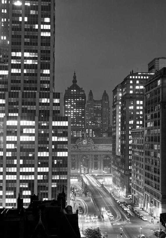 无人,竖图,黑白,室外,夜晚,建筑,街道,纽约,美国,交通,办公大楼,运输,摄影,尾灯,面板,迅速,照亮,市区,纽约州,公园大道