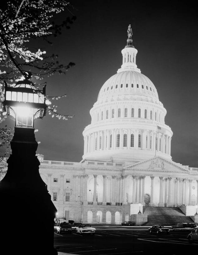 无人,竖图,黑白,室外,夜晚,长时间曝光,城市,建筑,路灯,美国,首都,摄影,照亮,圆顶建筑,政府,华盛顿特区,国会大楼,美国国会山
