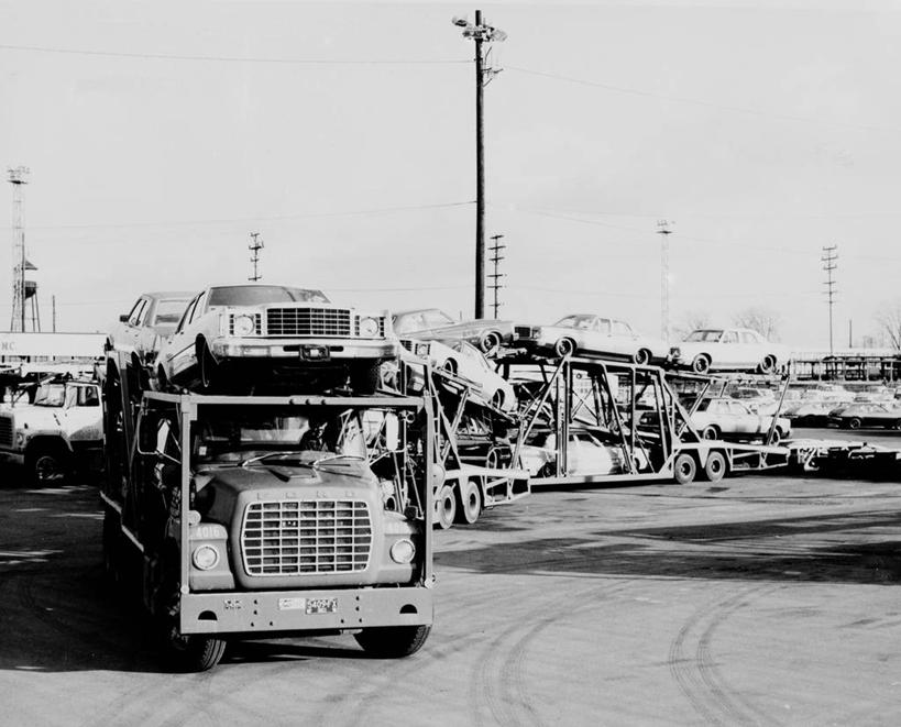 无人,横图,黑白,室外,白天,正面,汽车,美国,丰富,拖车,运输,摄影