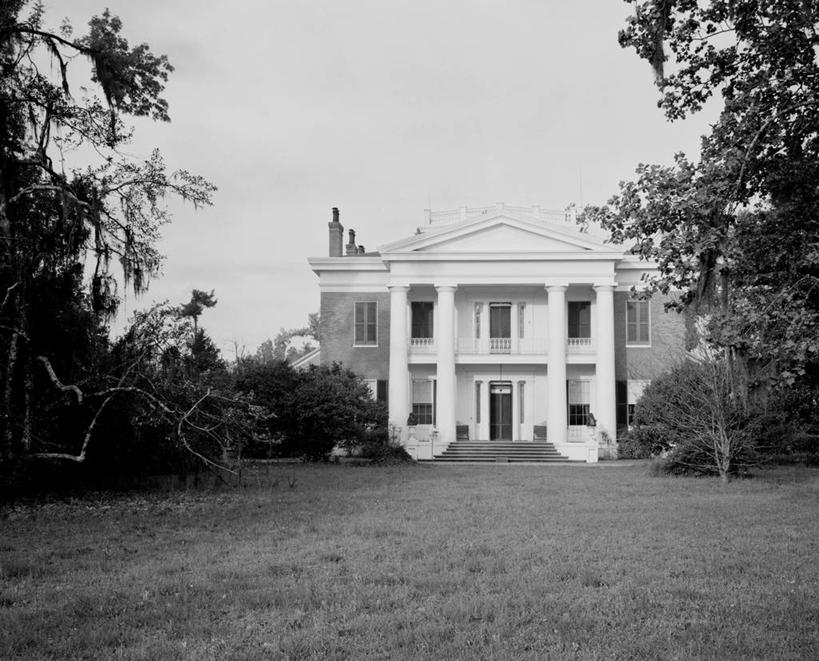 无人,横图,黑白,室外,白天,草坪,建筑,美国,柱子,历史,树,摄影,高雅,豪宅,美国文化,密西西比州,梅尔罗斯修道院