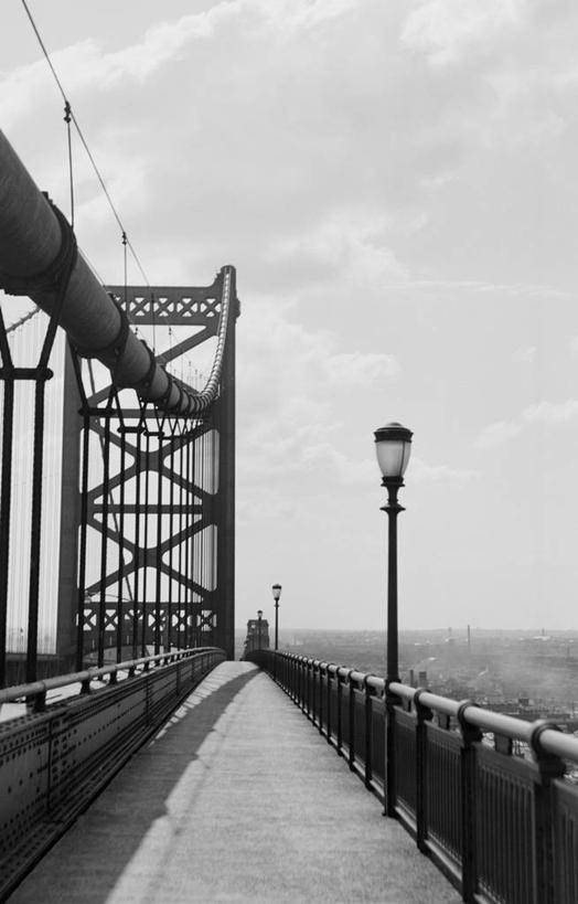 无人,竖图,黑白,室外,白天,消失点,河流,路,美国,桥,运输,摄影,新泽西,特拉华河