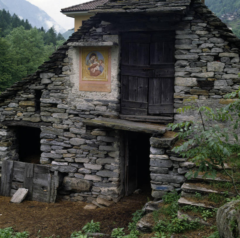 无人,横图,方图,室外,白天,窗户,门,建筑,瑞士,古典,树,摄影,作画,提契诺州,彩图,传统文化