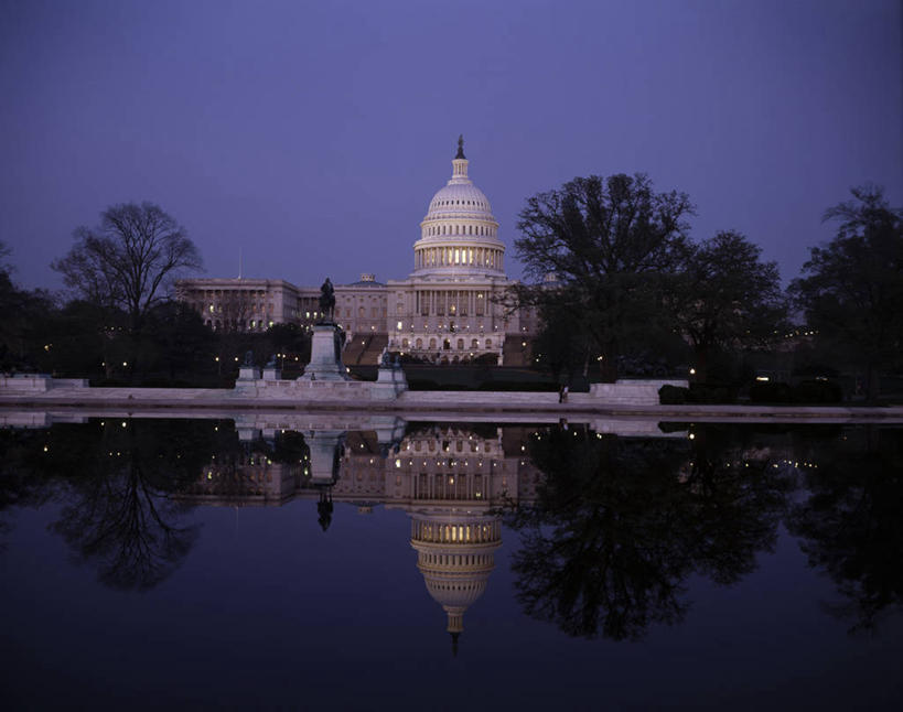 无人,横图,室外,湖,城市,建筑,美国,反射,雕像,首都,黄昏,摄影,照亮,圆顶建筑,政府,政治,华盛顿特区,国会大楼,美国国会山,彩图