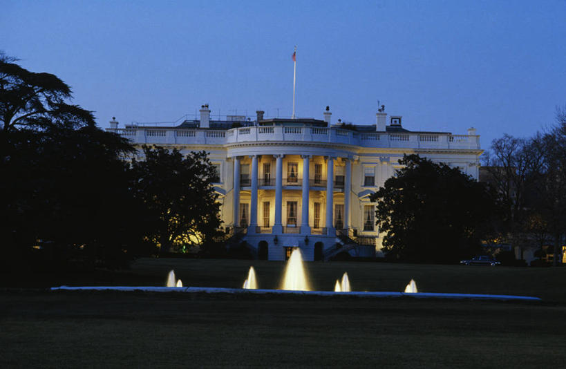 无人,横图,室外,夜晚,建筑,喷泉,美国,首都,摄影,照亮,权威,白宫,政府,华盛顿特区,彩图