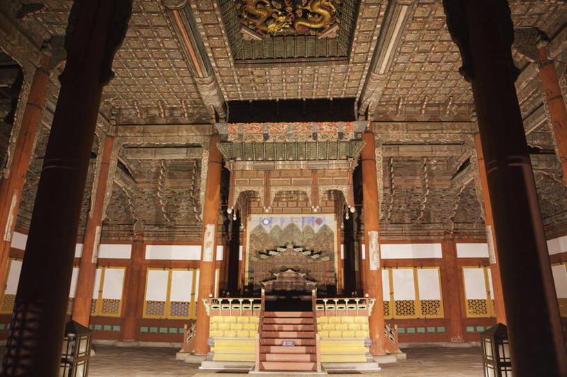 无人,宫殿,横图,室内,仰视,旅游,天花板,建筑,首尔,韩国,装饰,柱子,首都,历史,地标建筑,摄影,德寿宫,朝鲜半岛,彩图,低角度拍摄,旅行