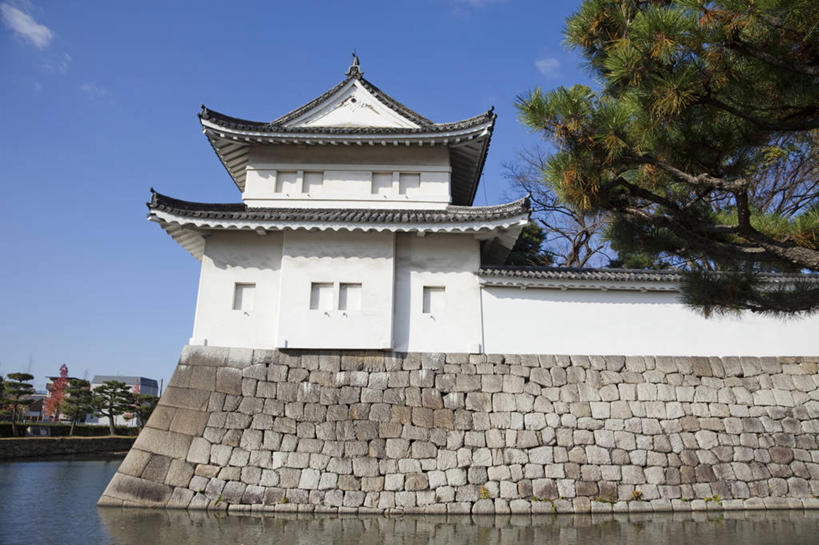 无人,横图,室外,白天,建筑,日本,亚洲,日本文化,城堡,屋檐,历史,石墙,树,摄影,京都府,东亚,本州,护城河,本州岛,日本国,近畿地方,近畿,二条城,彩图,联合国教科文组织