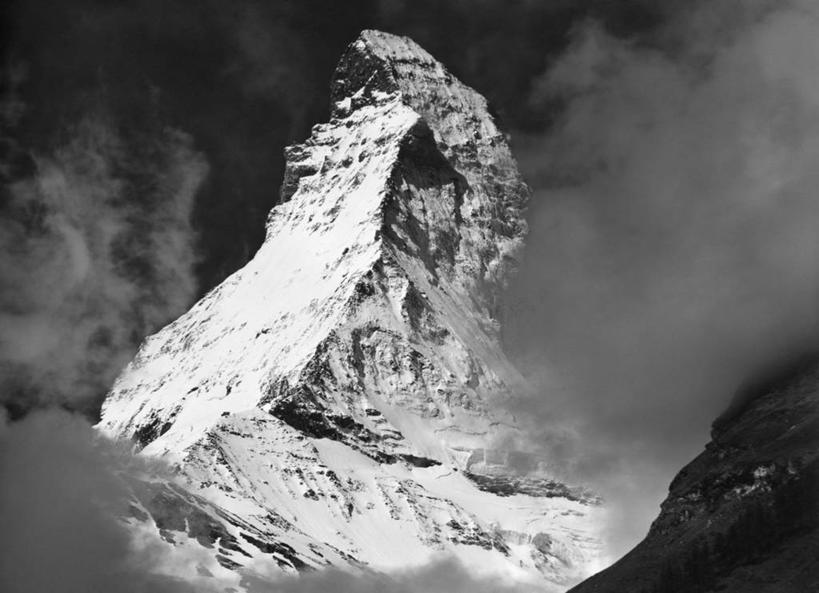 无人,横图,黑白,室外,白天,山,雪,雪山,雾,瑞士,欧洲,山顶,冬天,风景,天空,自然,摄影,马特洪峰,自然地理