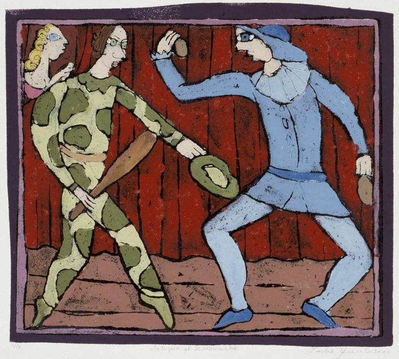 成年人,三个人,人群,舞台,横图,插画,室内,数码,科技,窗帘,阴影,网络,高光,几何,计算机图形,合成,图画,画,电脑合成图,数码合成图,合成图,打斗,漫画,演出服,写实,具体,具象,男人,女人,丑角,彩图,窥视,性格