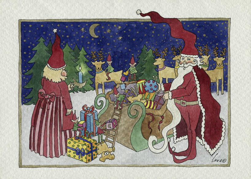 成年人,老年人,胡须,头发,人群,站,横图,插画,室外,夜晚,绘画,幸福,团队,数码,科技,雪,礼物,玩具,圣诞节,圣诞老人,阴影,丰富,庆祝,艺术,网络,梯子,月亮,星星,冬天,圣诞树,圣诞礼物,泰迪熊,月光,高光,几何,计算机图形,古典,合成,图画,拿着,文化,画,白色,天空,模型,工艺品,品味,圣诞帽,幻想,运输,颜料,幽默,雪橇,明亮,美术,电脑合成图,数码合成图,高雅,合成图,小精灵,漫画,写实,具体,具象,美学,皎洁,老年男性,老年女性,男人,男性,女人,女性,胡子,络腮胡,小胡子,驯鹿,彩图,传统服装,装扮,传统文化