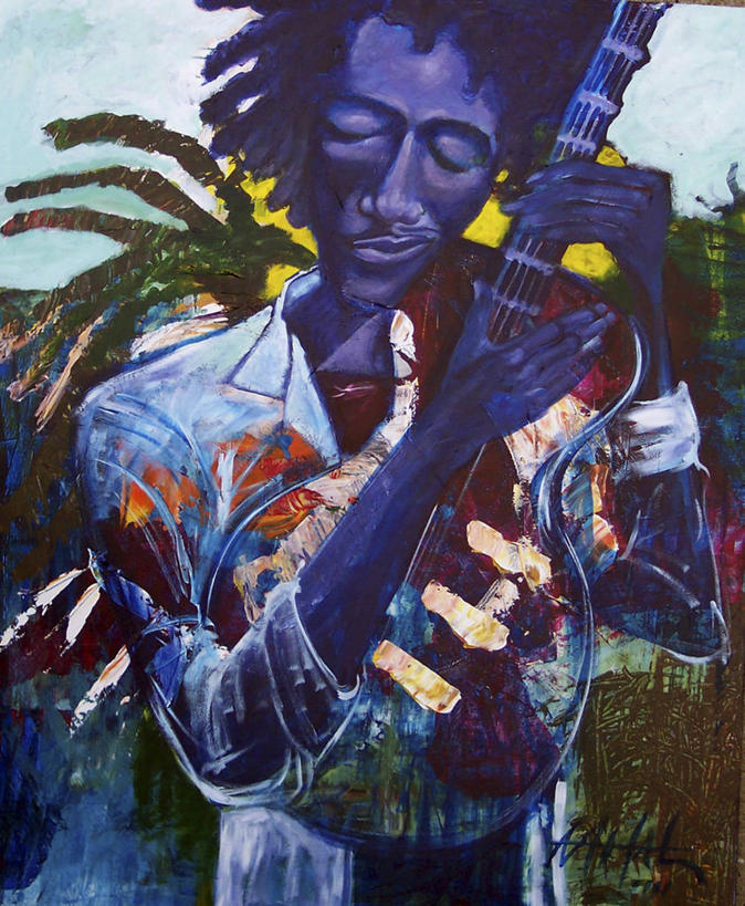 成年人,一个人,站,竖图,插画,室外,白天,绘画,数码,科技,棕榈树,仅一个男性,表演,阴影,艺术,网络,吉他,乐器,弦乐器,高光,几何,计算机图形,古典,音乐,合成,图画,拿着,休闲装,文化,画,树,工艺品,品味,放松,美术,电脑合成图,数码合成图,爵士乐,高雅,合成图,吉他手,音乐人,漫画,写实,具体,具象,美学,技能,美术工艺,非洲人,休闲活动,闭着眼睛,半身,彩图,雷鬼头,性格