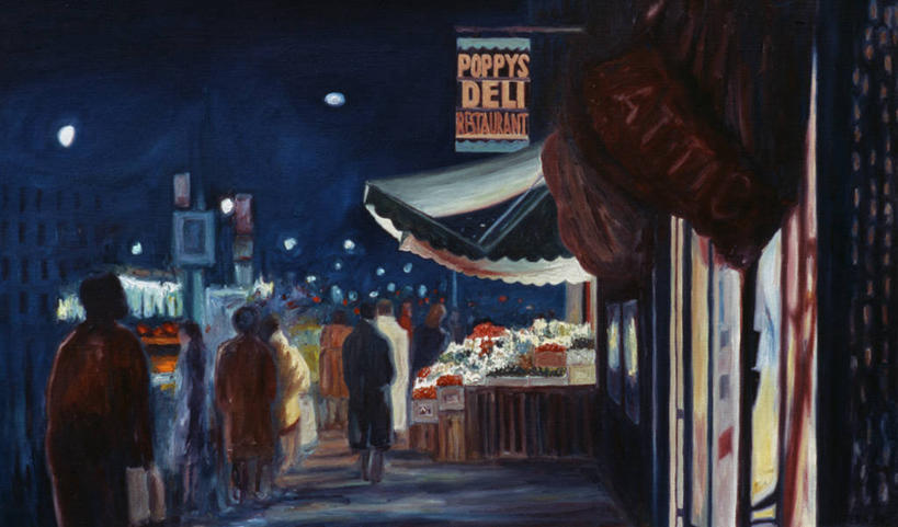 横图,插画,室外,夜晚,绘画,数码,科技,城市,建筑,街道,霓虹灯,油画,纽约,美国,行人,阴影,艺术,网络,人行道,高光,几何,计算机图形,古典,合成,图画,文化,货摊,画,工艺品,品味,英文字母,照亮,美术,电脑合成图,数码合成图,高雅,合成图,漫画,纽约州,遮阳篷,写实,具体,具象,美学,格林威治村,步行,彩图,餐馆