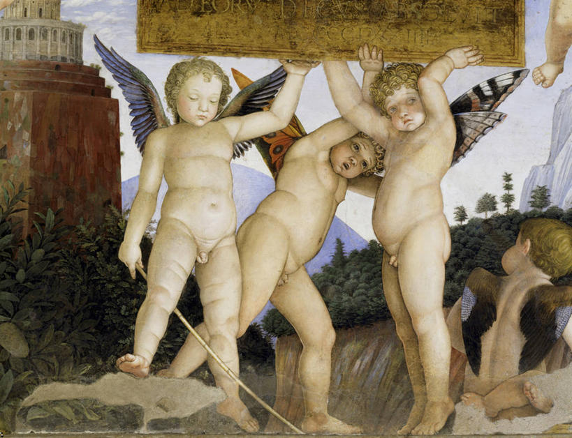 儿童,裸体,人群,横图,插画,室外,白天,纯洁,数码,科技,意大利,五个人,天使,阴影,网络,云,塔,高光,几何,计算机图形,文艺复兴,合成,图画,拿着,画,天空,可爱,童年,童趣,宗教,电脑合成图,数码合成图,合成图,手艺,漫画,童真,烂漫,无邪,写实,具体,具象,美术工艺,曼图亚,天真,男孩,彩图