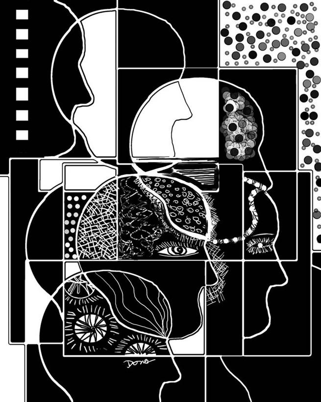 头,下巴,无人,竖图,黑白,插画,背景,侧面,抽象,绘画,智慧,数码,科技,阴影,形状,艺术,网络,正方形,高光,几何,计算机图形,古典,合成,图画,文化,画,工艺品,品味,人体,块状,多样,美术,电脑合成图,数码合成图,高雅,合成图,漫画,计算机制图,写实,具体,具象,美学,式样,美术工艺,几何形状,头部,精神疾病