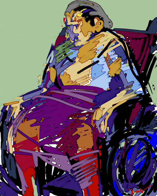 成年人,老年人,一个人,坐,竖图,插画,绘画,数码,科技,仅一个女性,仅一个人,阴影,艺术,网络,高光,几何,计算机图形,古典,合成,图画,文化,画,轮椅,工艺品,品味,仅一个老年女性,美术,电脑合成图,数码合成图,退休,高雅,合成图,漫画,计算机制图,写实,具体,具象,美学,虚弱,老年女性,女人,女性,彩图