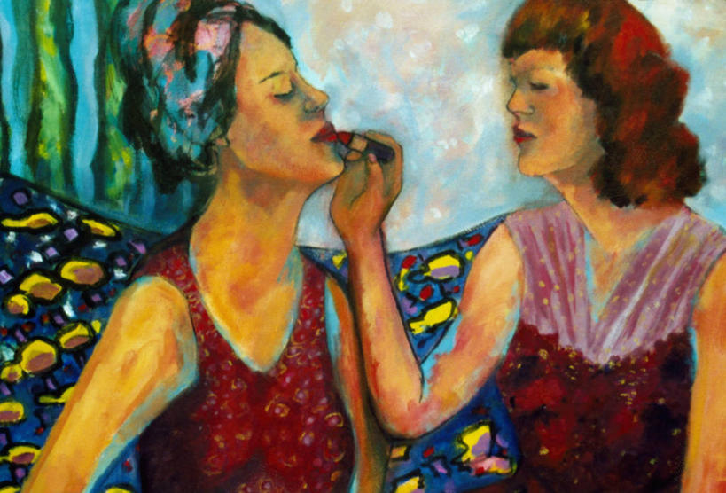 成年人,中年人,脸,头,脸颊,一个人,两个人,横图,插画,爱情,化妆,绘画,友谊,数码,科技,油画,仅一个女性,仅一个人,准备,阴影,艺术,网络,高光,几何,计算机图形,古典,浪漫,合成,图画,文化,肩膀,画,彩妆,唇膏,工艺品,品味,仅一个中年女性,温暖,温馨,恩爱,恋人,协助,美术,电脑合成图,数码合成图,和睦,高雅,合成图,调整,同性恋,漫画,写实,具体,具象,美学,美术工艺,女人,女性,中年女性,头部,脸部,脸蛋,面部,情侣,彩图,伴侣,魅力,融洽,改进