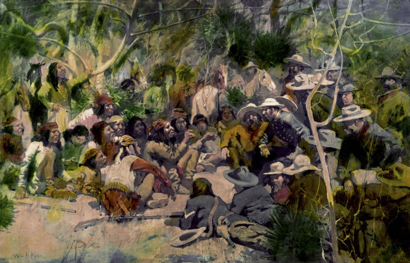 西方人,成年人,人群,坐,横图,插画,室外,白天,讨论,数码,科技,森林,欧洲,欧洲人,阴影,会议,网络,许多人,高光,几何,计算机图形,合成,图画,历史,画,一群人,电脑合成图,数码合成图,合成图,政治,漫画,美国文化,写实,具体,具象,白种人,彩图,阿帕奇族,过去