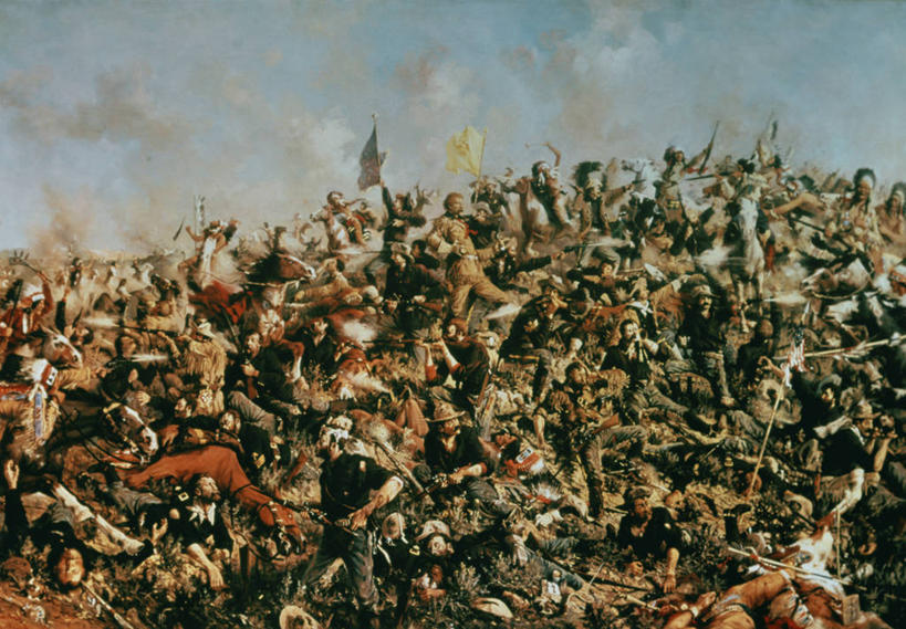 横图,插画,室外,白天,数码,科技,马,旗帜,油画,一群,许多,士兵,阴影,网络,很多,许多人,高光,几何,计算机图形,合成,图画,画,一群人,战争,电脑合成图,数码合成图,合成图,打斗,漫画,印第安人,美国文化,写实,具体,具象,战场,彩图,混沌,过去