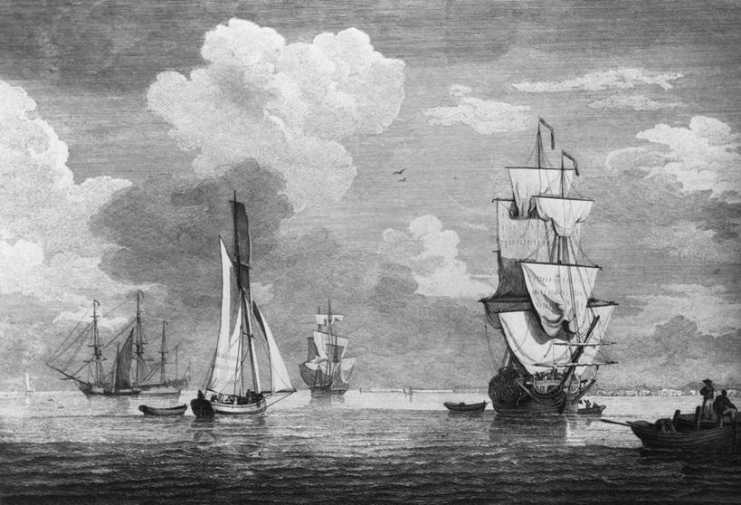 帆船,划艇,两个人,横图,插画,室外,白天,数码,科技,海洋,船,阴影,朦胧,模糊,网络,水平线,云,高光,几何,计算机图形,合成,图画,画,风景,交通工具,航海,宁静,电脑合成图,数码合成图,合成图,载具,漫画,海景,写实,具体,具象,美术工艺,中午,彩图